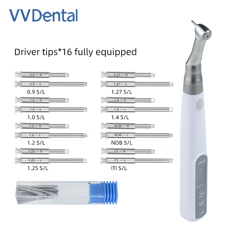 VVDental Dental Implant Torque Wrench Wireless Electric Motor 10-50Ncm 16 Screwdrivers Contra Angle for Dentist Surgery