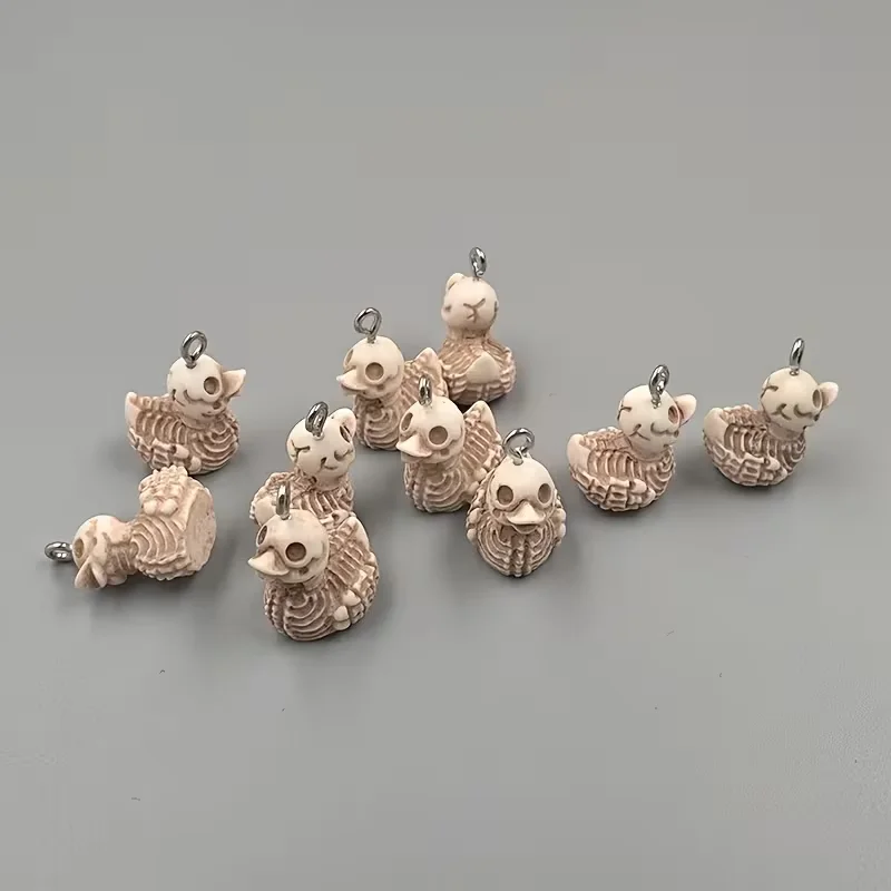 10pcs Halloween Skull Duck Charms, Resin Pendants for DIY Earrings, Keychain and Handmade Craft, Jewelry Making Accessories view 5