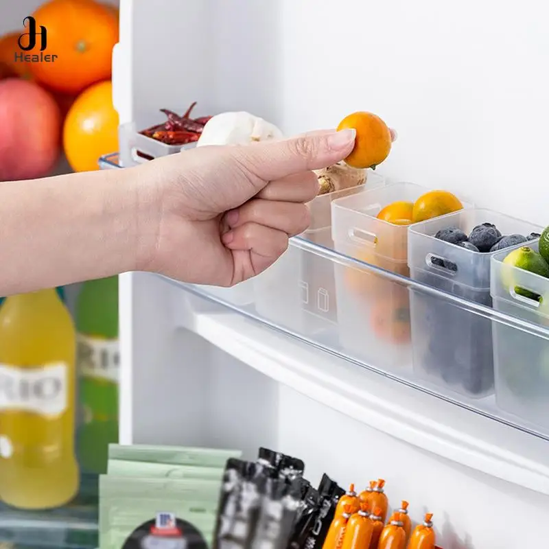 2pcs Refrigerator Storage Box Sorting Storage Box Kitchen Food Seasoning Storage Box Makeup Organizer Boxes Kitchen Accessories