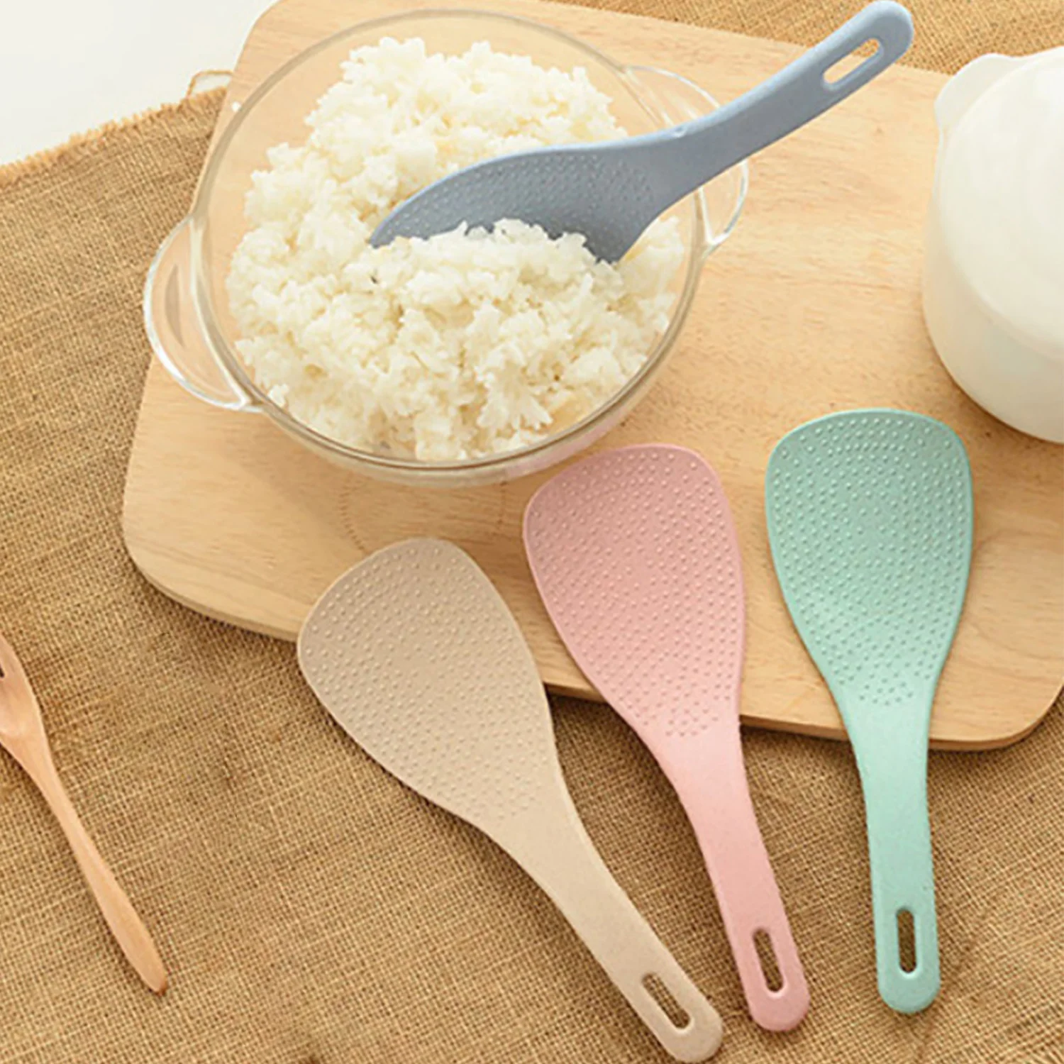 Wheat Straw Rice Spoon Electric Rice Cooker Rice Spoon Plastic Non-stick Rice Spoon Rice Shovel Household Kitchen Supplies