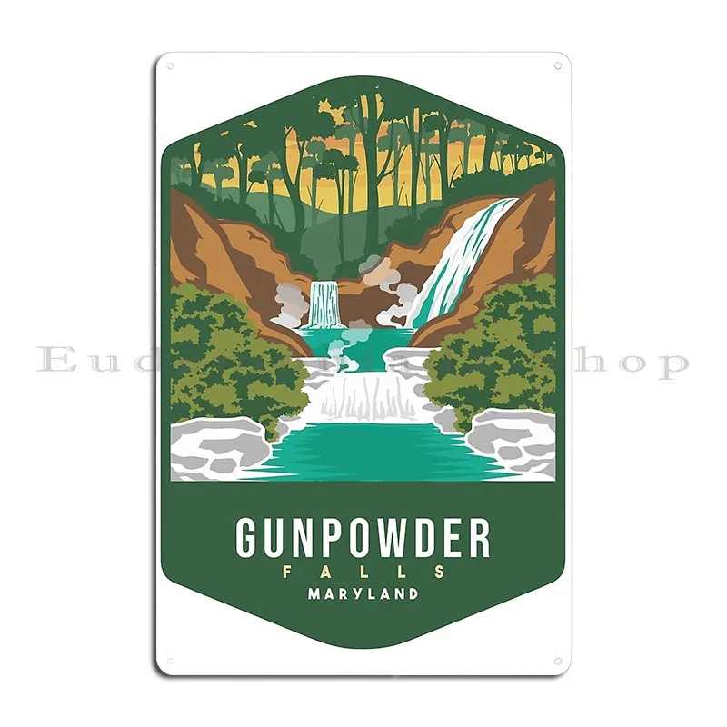 Gunpowder Falls Maryland Waterfall Metal Plaque Poster Decoration Plaques Personalized Wall Decor Plaques Tin Sign Poster