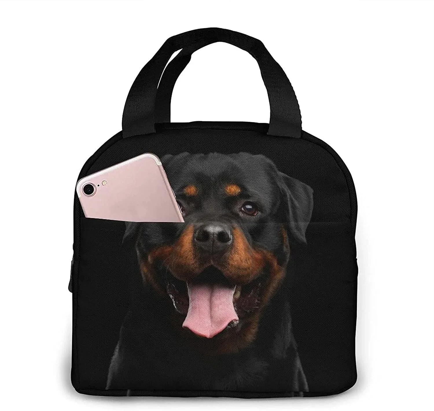 Rottweiler Dog Lunch Bag Insulated Lunch Box Waterproof Tote Bag Portable Bento Bag for Men & Women Work Picnic or Travel