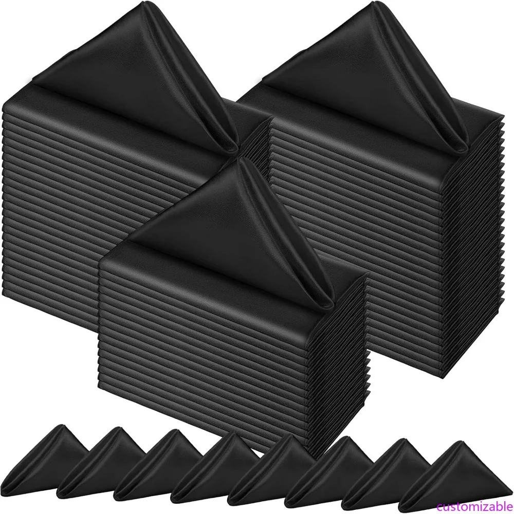 

150 Pack of 17x17 Inch Square Satin Table Napkins for Elegant Dinners, Weddings, and Parties