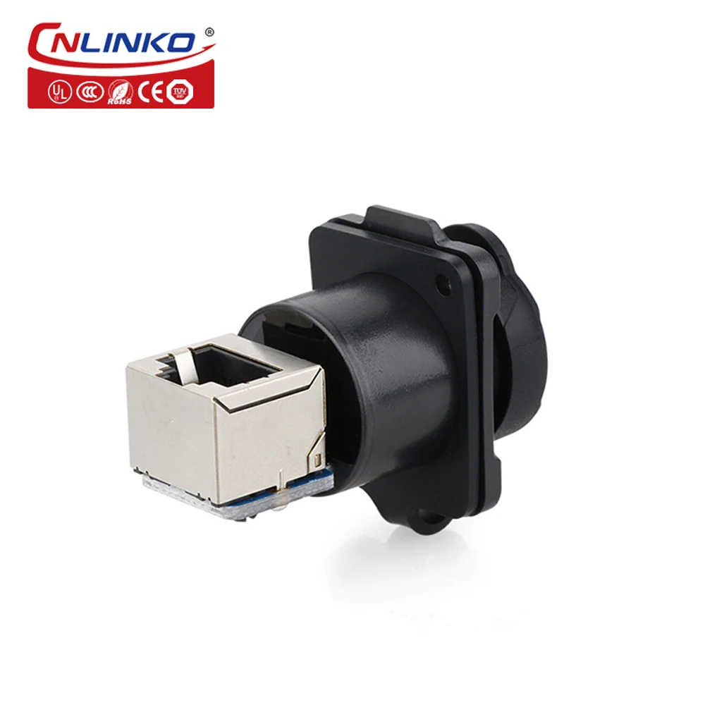 CNLINKO PBT Plastic RJ45 Connector Male to Female Industrial Waterproof Ethernet Connectors High Sealed Plug Socket Panel Mount