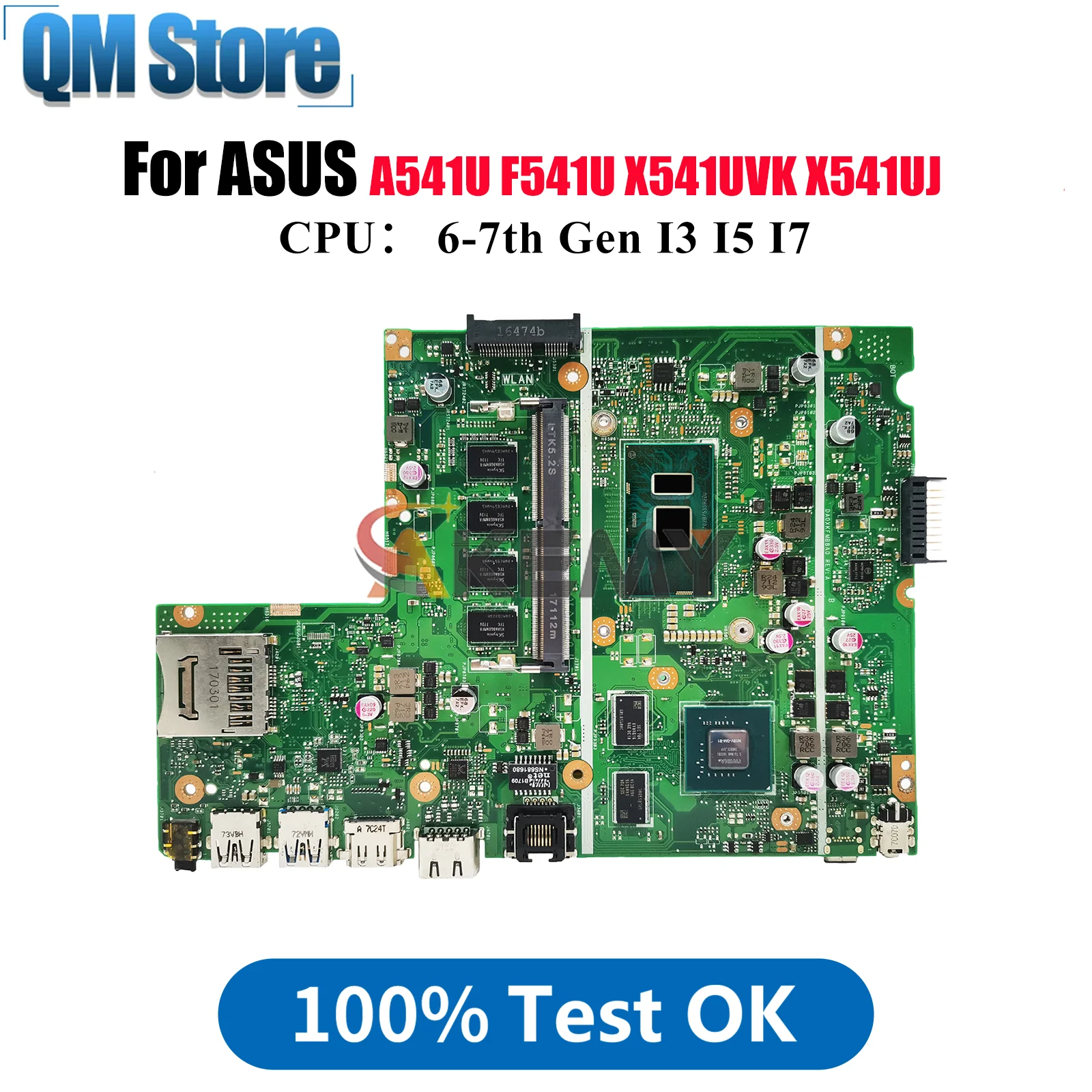 

X541UVK Laptop Motherboard For ASUS VivoBook A541U X541UV R541U X541UAK A541U X541U X541UJ X541UVK F541U Mainboard I3 I5 I7 CPU
