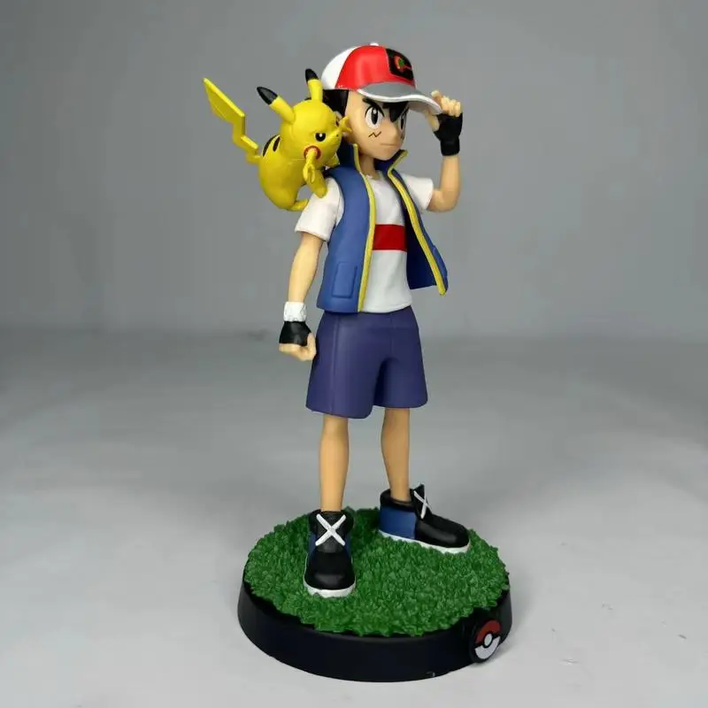 Pokémon Ash Ketchum Anime Action Figure, Ash Ketchum PVC Modelo, Toy Statue, Coleção Ornamento, Presente de Aniversário Infantil, 18cm