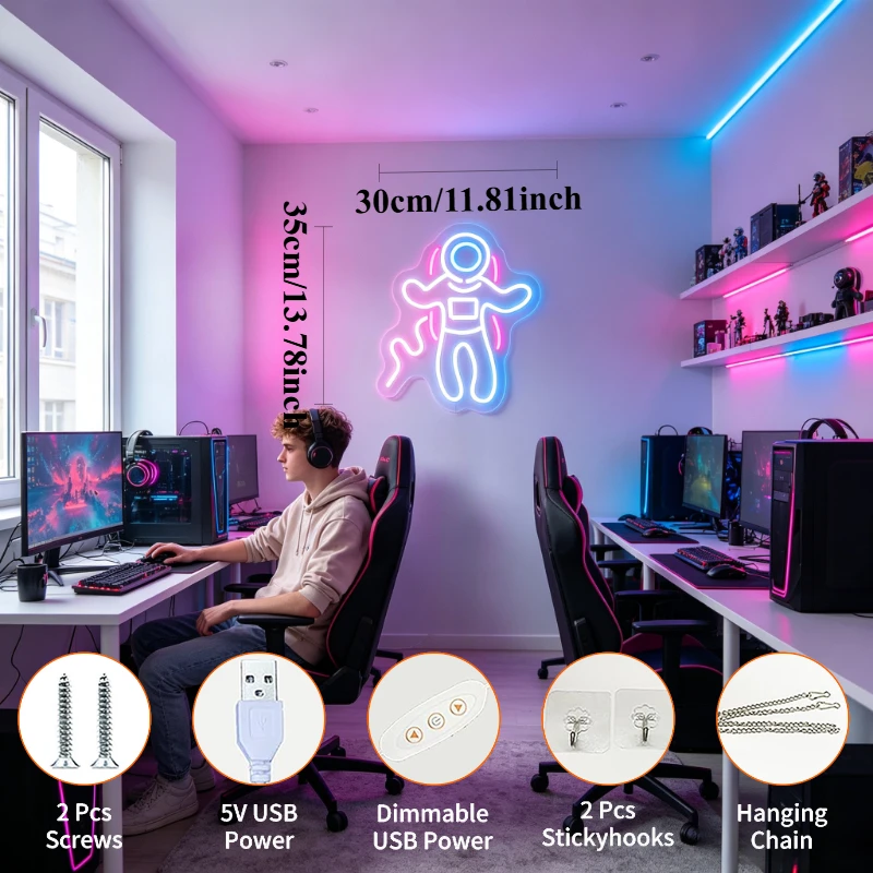 Letreiro de LED Astronauta: Ar - Desk Setup Accessories Aesthetic avaliação e preço