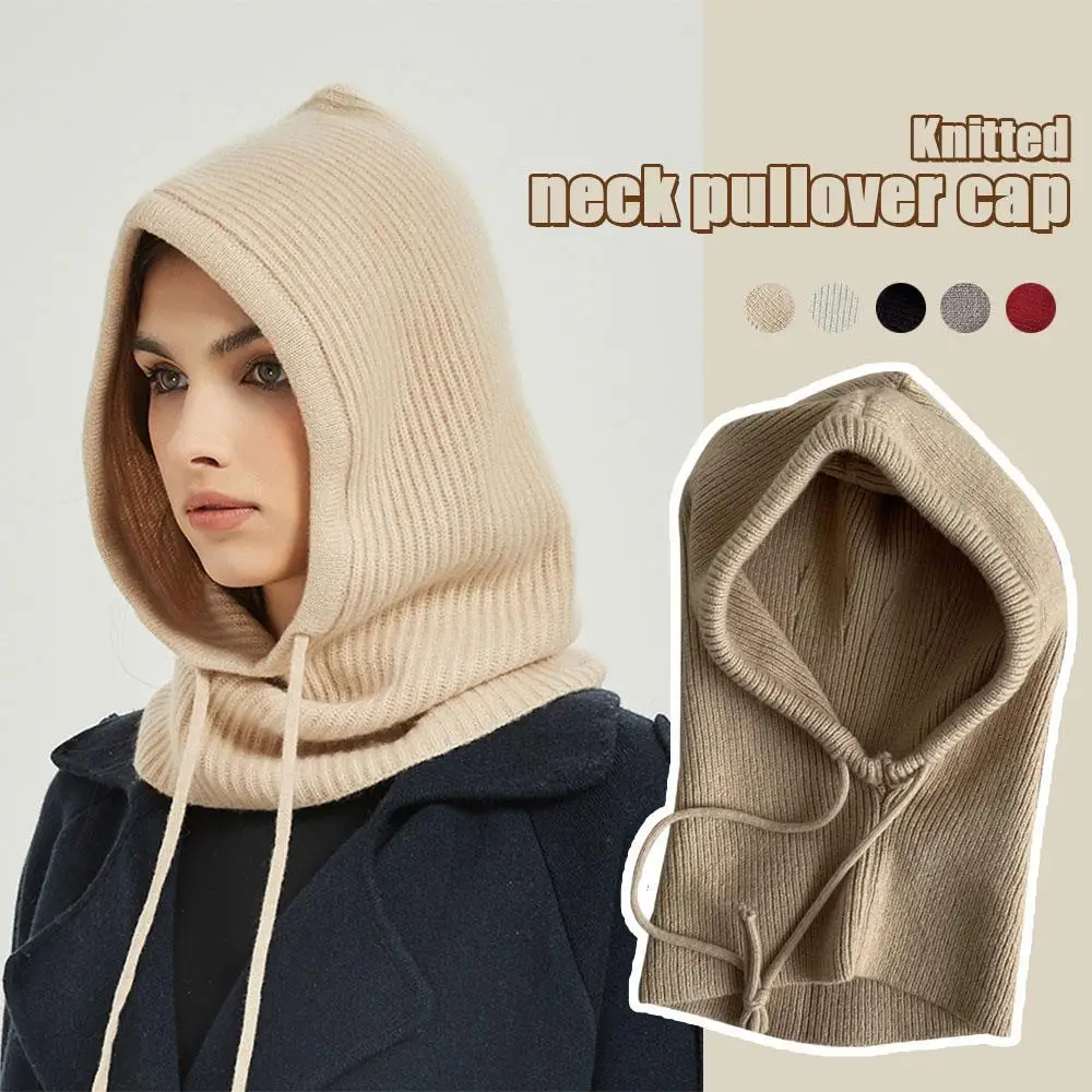 النساء الشتاء قطعة واحدة قبعات صغيرة متماسكة أقنعة الرقبة أدفأ وشاح في الهواء الطلق المرأة رئيس هود بونيه سدادات حماية الأذن بيني قبعة