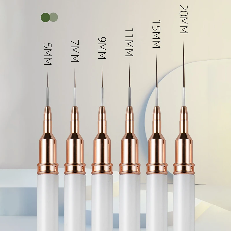 네일 라이너 브러시 세트, 핸들 네일 아트 브러시, 드로잉 라인, 스트라이프 페인팅, 플라워 펜, 매니큐어 도구, 5mm, 7mm, 9mm, 11mm, 15mm, 20mm, 1 PC