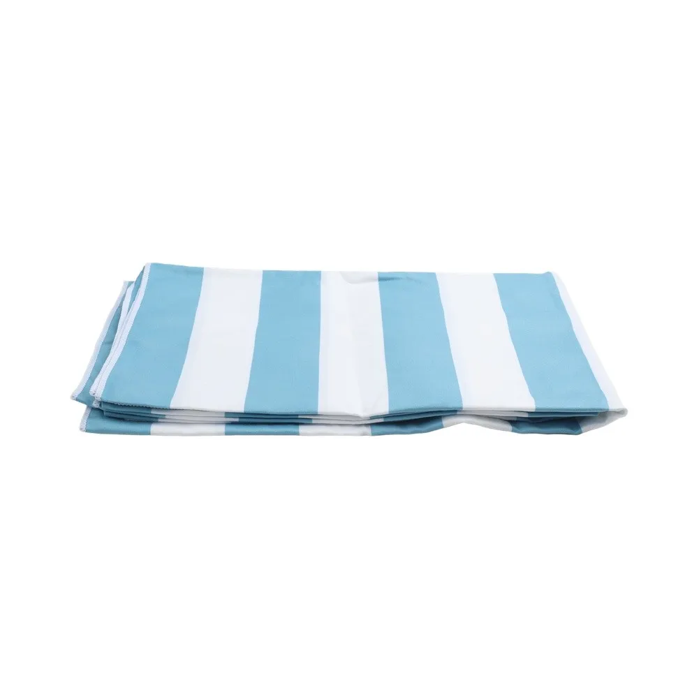 Easy Care Quick Dry Towel Cover for Beach Chairs Stylish Mint Green Stripe Secure Flap Pockets for Worry Relaxation