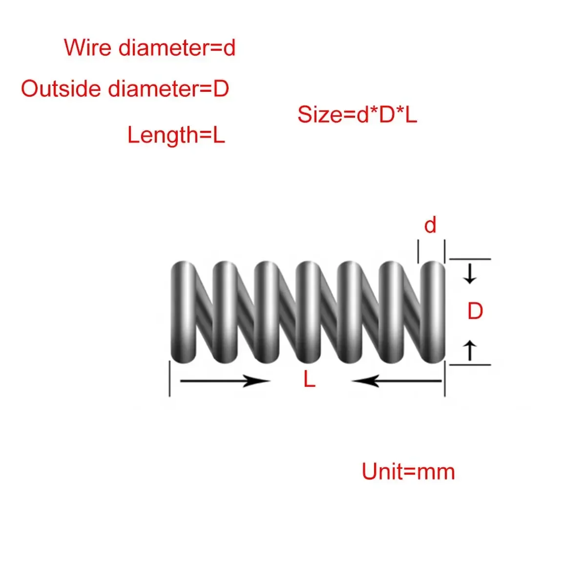 

Hardware Spring Compression Spring Wire Diameter 0.5/0.8/1.0/1.2/1.5 Outer Diameter 3-28 Strong Compression Spring