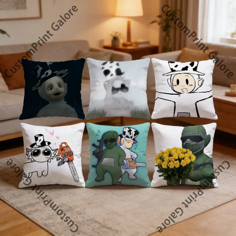 

S-Slendytubbies 3 G-Guardian HD Print Square Pillow Cover Polyester Lightweight Customizable for Home Office Sofa Decor