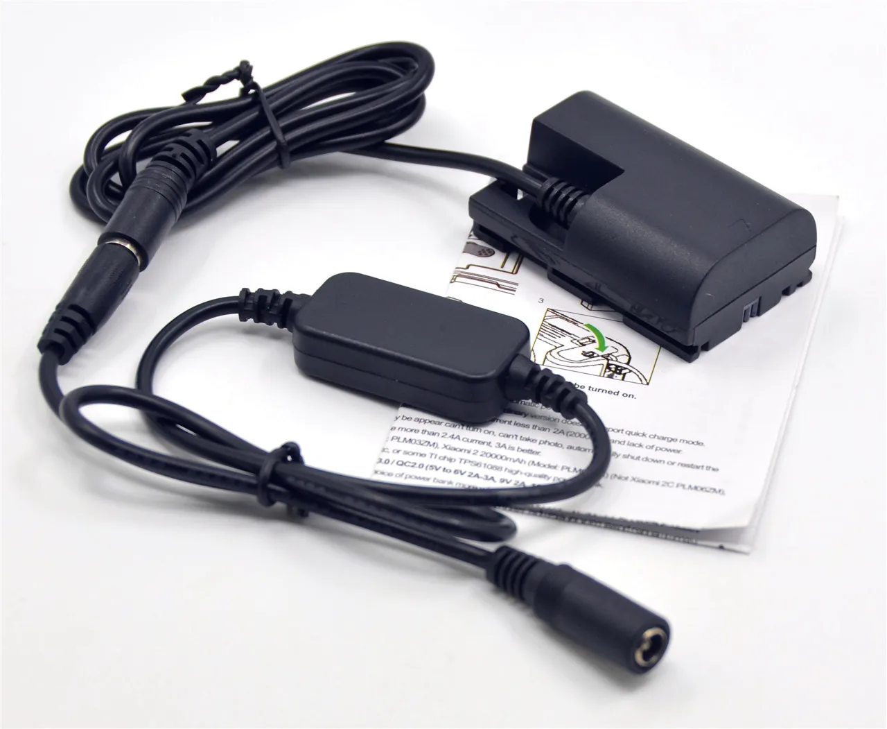 LP-E6 Dummy Battery DR-E6 DC Coupler&12V-24V Step-Down Cable for Canon EOS 5D Mark II III 5D2 5D3 6D 7D 60D Camera