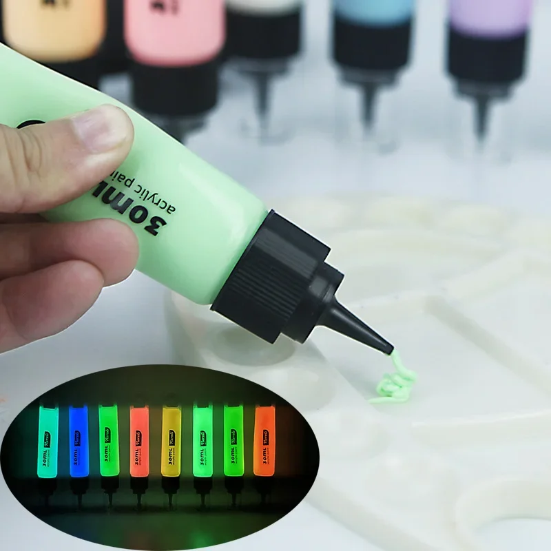 8-color Luminous Acrylic Paint Pen Hand-painted Clothes,Shoes,Stage Art, Night Scene Decoration,Luminous Lines Acrylic Pigment