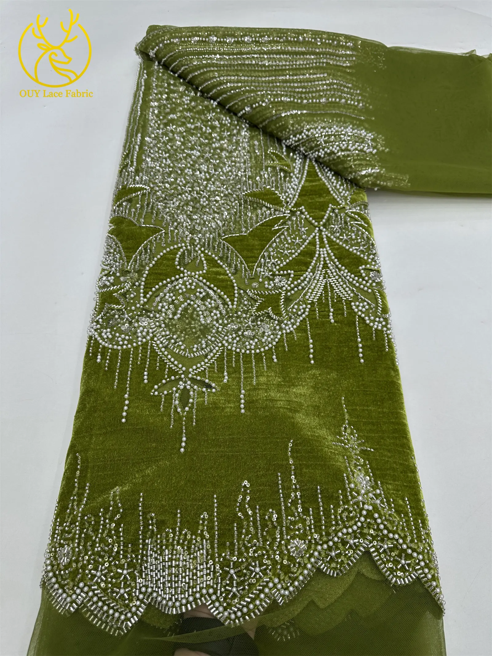 2025 Luxury French Embroidery Beaded Lace Fabric African Nigerian Sequins Lace Fabrics For Wedding Party Dress Sewing Material