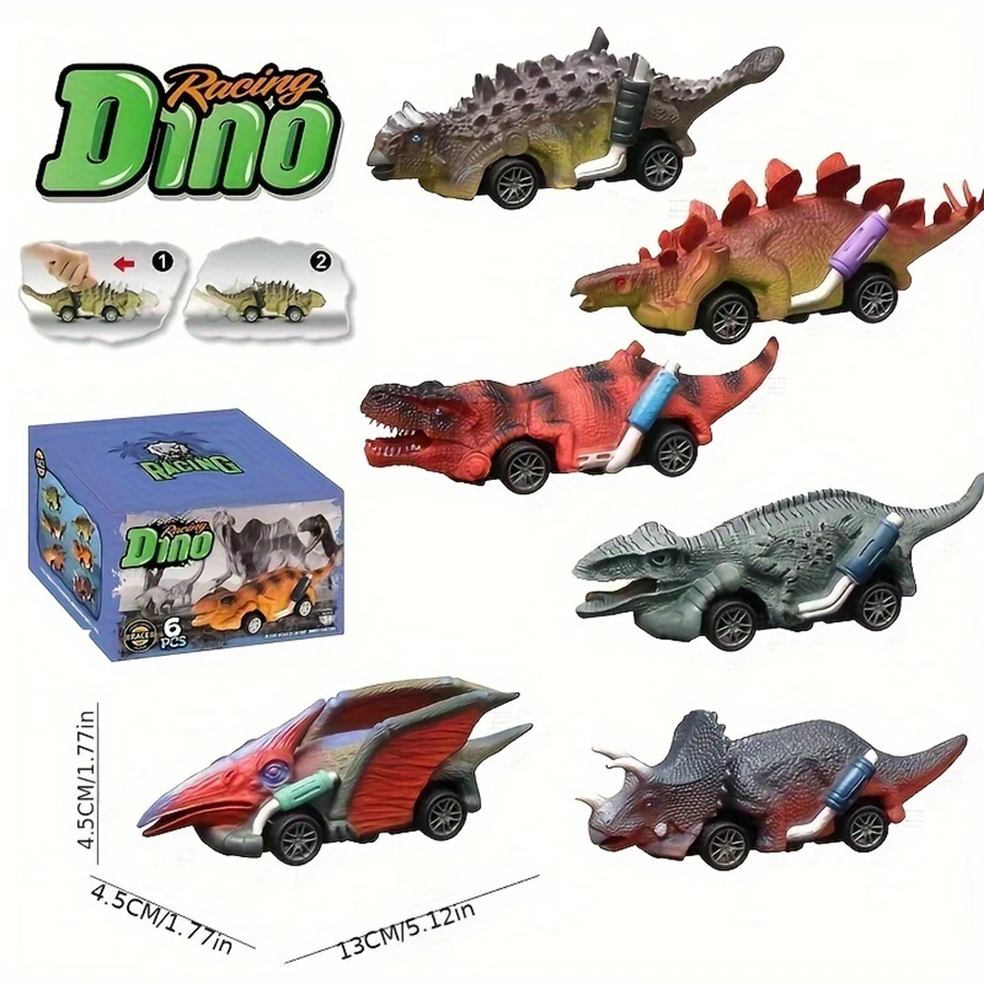 Coche extraíble de dinosaurio para niños, juguete de 6 piezas, regalo de Año Nuevo, juegos de fiesta para adultos, adecuado para Halloween/Navidad/Acción de Gracias