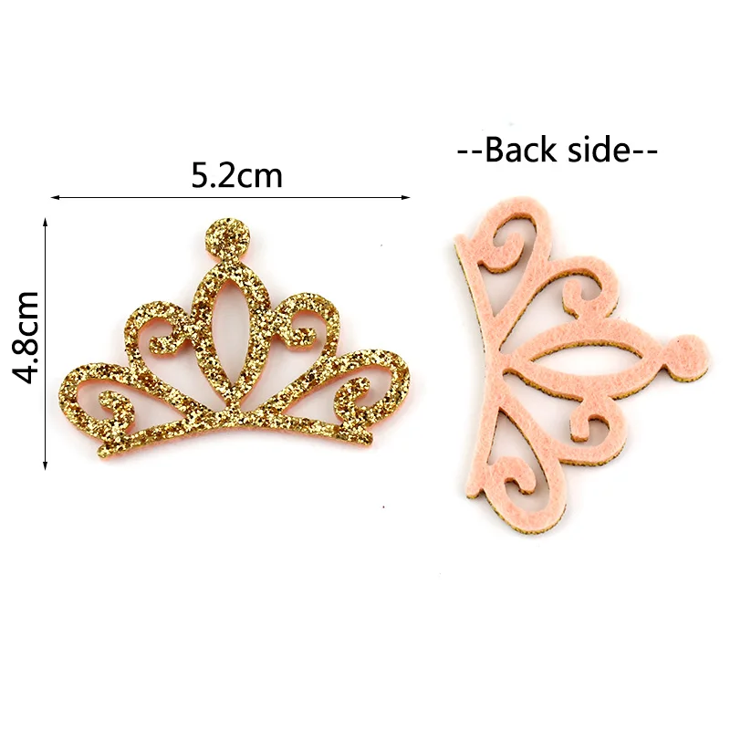 35Pcs 4.8*5.2cm Shiny Gold Powder Crown Felt Appliques For DIY Headwear Hairpin Crafts Decoration Ornament Accessories