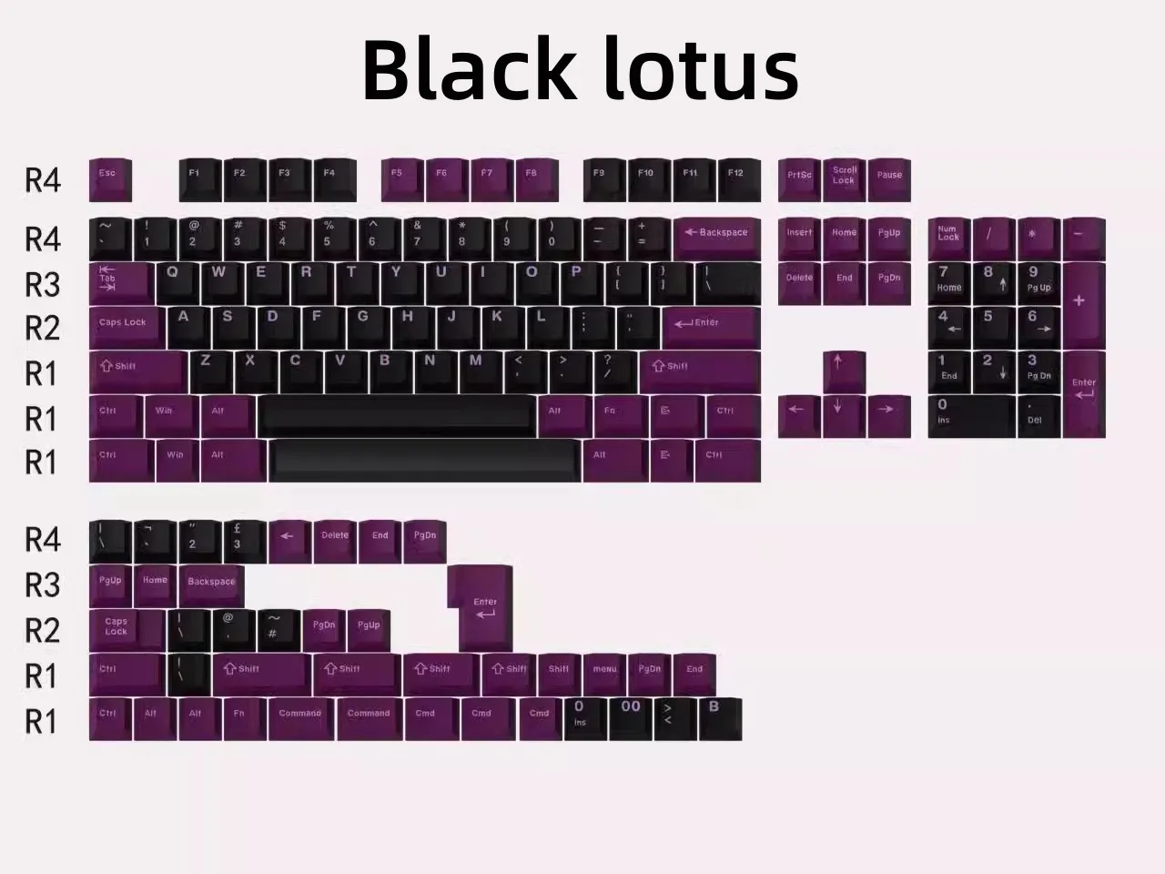 

152 Keys/set GMK Jamon 8008 Black Lotus Keycaps PBT Double Shot Key Caps Cherry Profile Lightproof Keycap For MX Switches