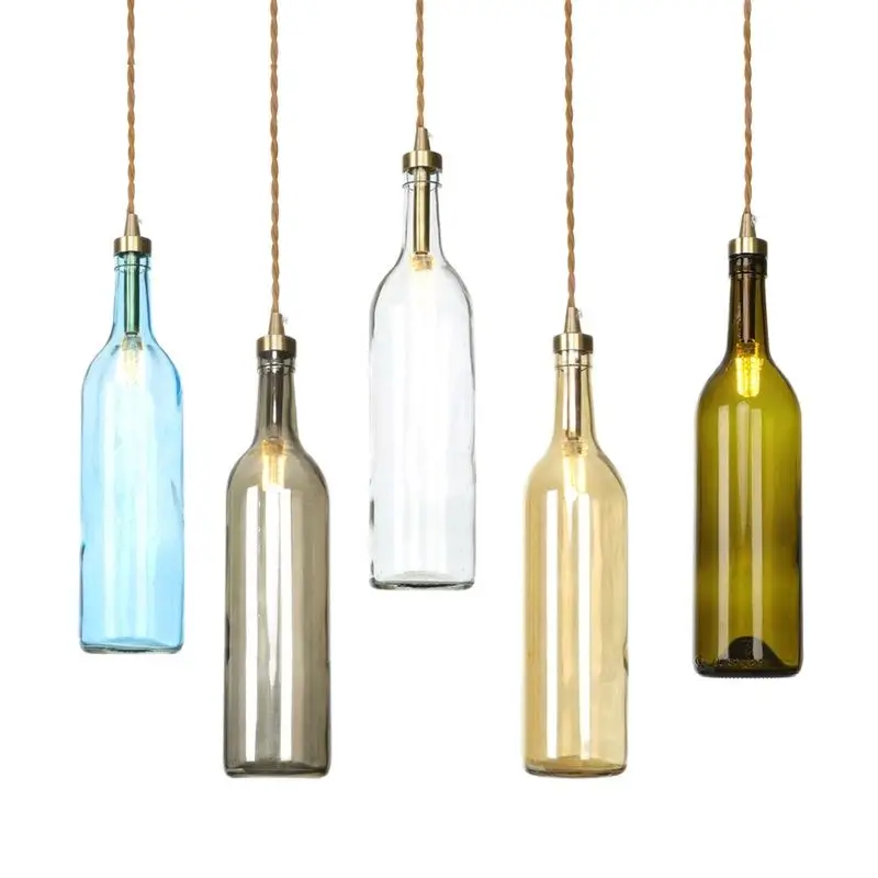 

Loft LED Pendant Lamp Modern Brass Glass Bottle Hanging Light Fixture Dining Room Bar Home Decoration Lighting Indoor Luminaire