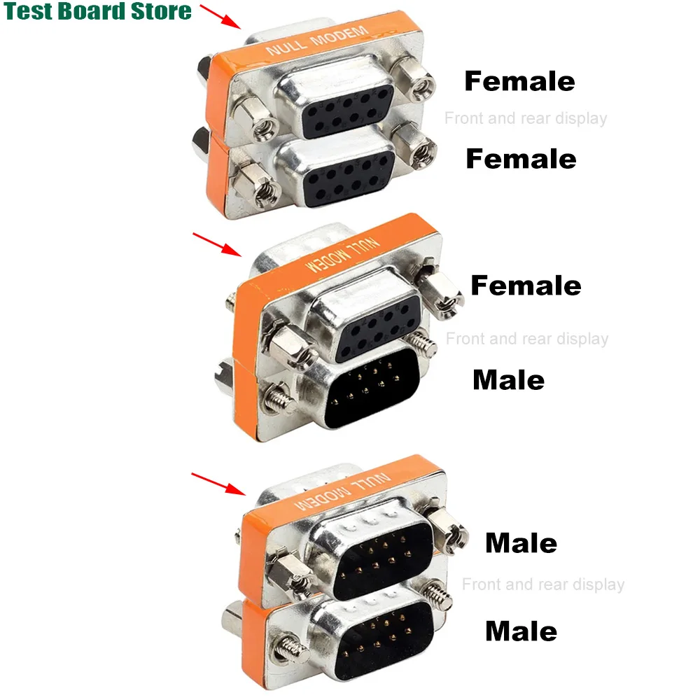 1Pce DB9 9P mini null modem male female crossover adapter RS232 female to female serial port to VGA converter