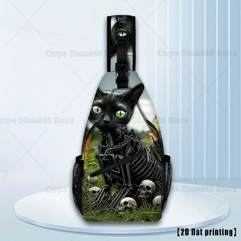 

Готическая сумка через плечо Hell Skull Cat, женский кошелек с регулируемым ремешком, застежкой-молнией, прочная полиэстеровая сумка для Хэллоуина