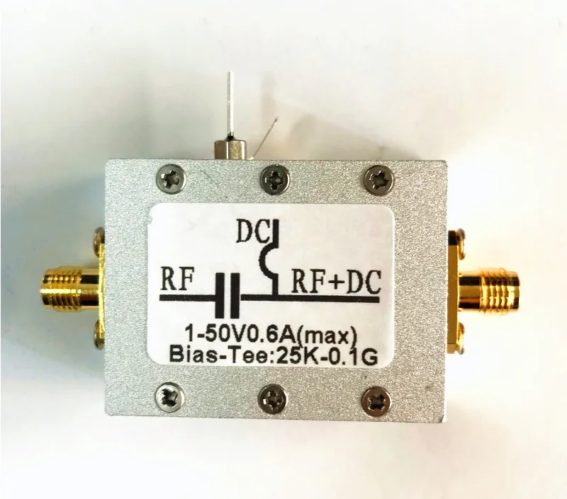RF DC Blocker Biaser Coaxial Feed Bias Tee 25K-100MHz Low Insertion Loss HF AM