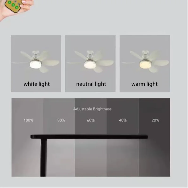 Imagem -06 - Led Ventilador de Teto Luz com Controle Remoto Cores E27 Escurecimento Adequado para Sala de Estar Estudo Doméstico Lâmpada 85265v 30w 40w