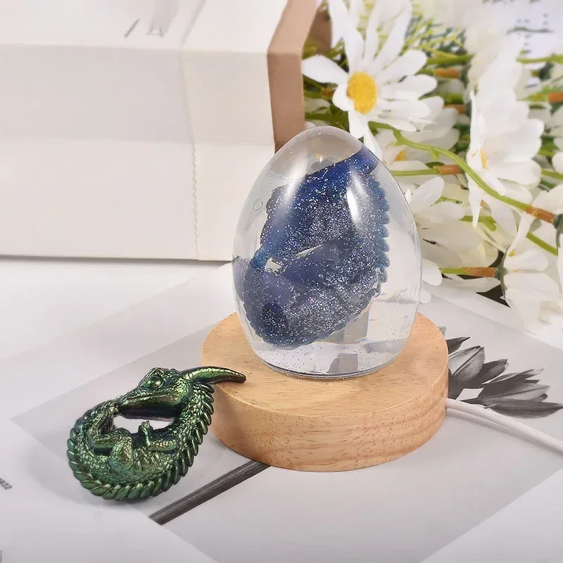 

2026 Latest Models DIY Crystal Silicone Egg Ball Dragon Mold Egg Shaped Night Light Lamp Set Home Decoration Mirror Epoxy Mold