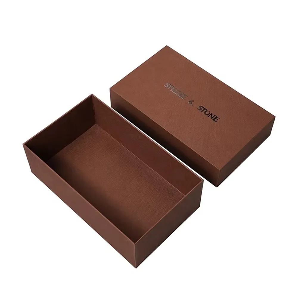 

Custom Packaging Box｜Lid and Base Gift Box｜Brown Textured Paper Box｜Custom Logo Packaging