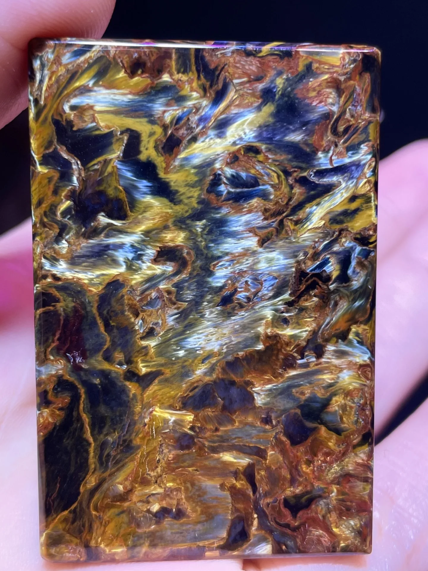 

Natural Yellow Pietersite Pendant Rectangle Women Men Blue Pietersite 51.2/33.8/8mm Namibia Necklace Jewelry AAAAAA