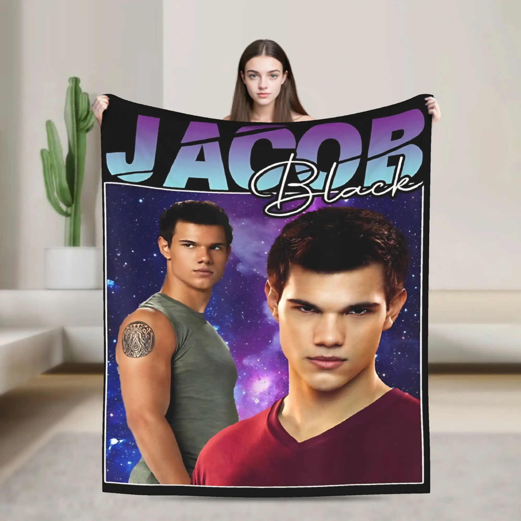 Soft Comfy Throw Blanket Picnic  Twilight Jacob Black Blankets  Flannel Bedspread For Sofa Home Aesthetic Sofa Bed Cover