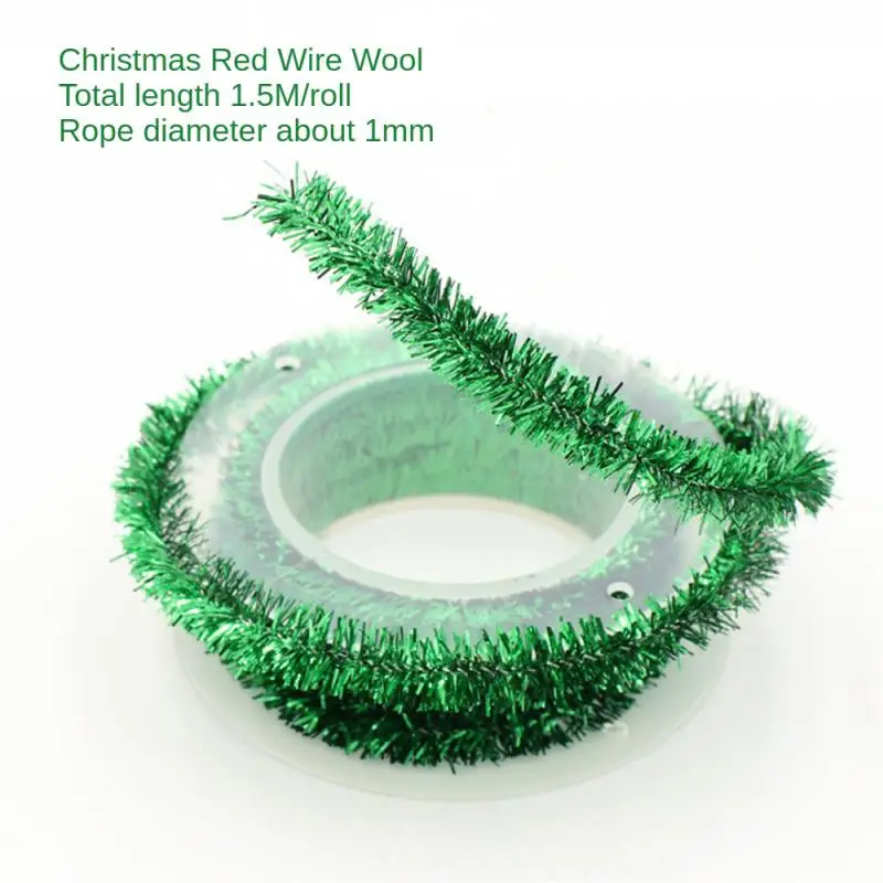 Color Strips Wire Garland Tinsel Hanging Rattan Christmas Tree Ornament Wedding Birthday Party Colorful Ribbon