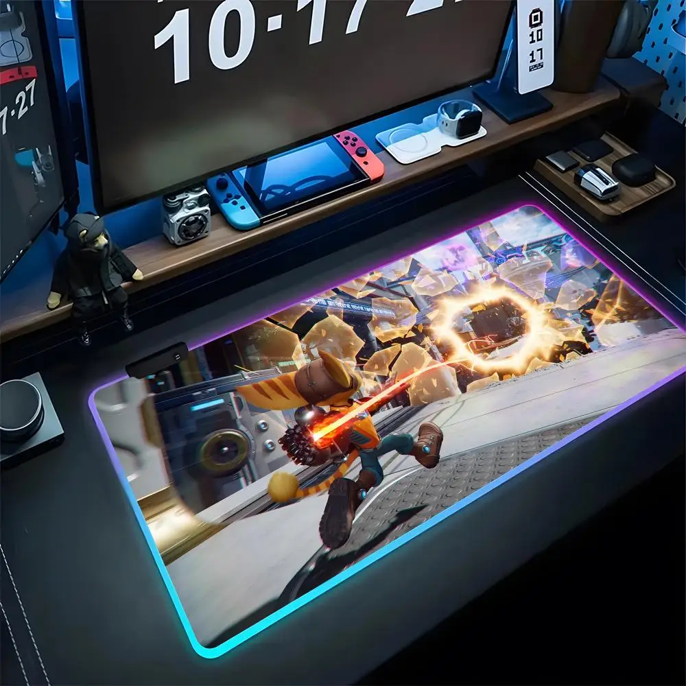 

Ratchet And Clank Mouse Pad Gaming Rgb Mousepad Backlit Keyboard Gamer Girl Xxl Cute Laptop Mat Table Pads Deskpad