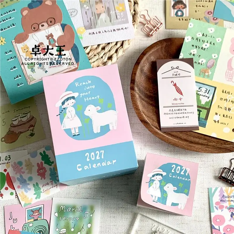 Ready Stock Zzoton Studio 2027 365-Day Calendar Year Of The Goat Girl for Card Making DIY Scrapbooking Plan Decorative Sticker