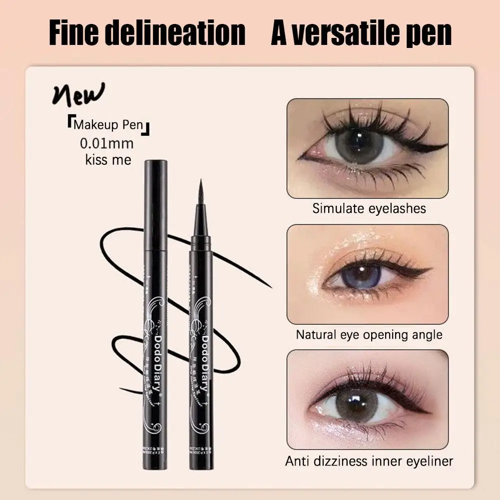 Eyeliner Zwarte Vloeibare Eyeliner Pen Waterdichte Snelle Make-Up Oog Geen Potlood Vegen Eyeliner Potlood Spons Droge Kop Voering Q8s5