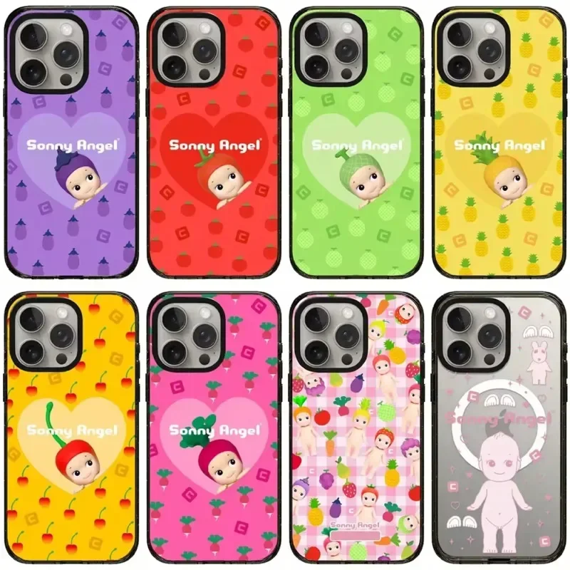 

Cartoon Cute Fruit Baby 2.5 Acrylic Black Border Magnetic Phone Case Cover for IPhone 12 13 14 15 16 Pro Max Case