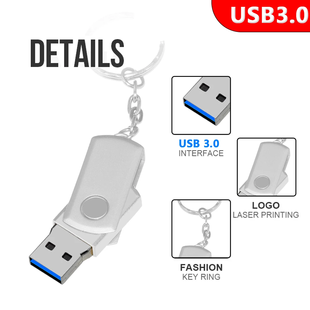 10pcs USB 3.0 Pendrive Memory Stick 8GB 16GB 32GB 64GB Metal USB Flash Drive Pen Drive USB Stick 128GB Rotatable Mini U Disk