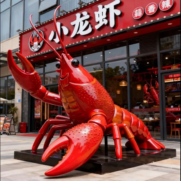 *Factory Customization Fiberglass Sculpture 3d Outdoor 3d Light Sculpture  Resin Sculpture Shopping Mall Lobster Landscape