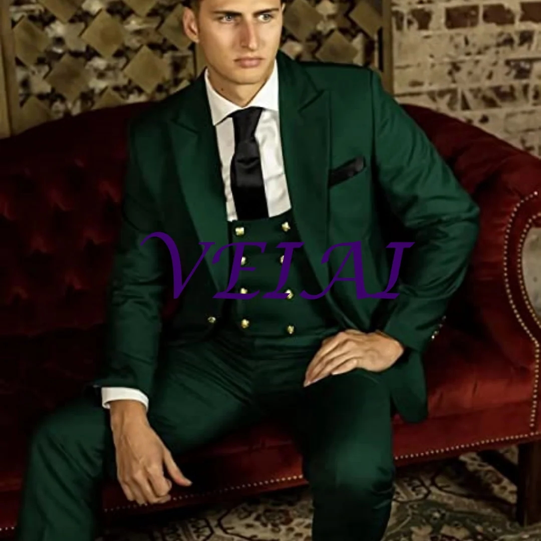 

Customized Men 3 Pieces Suit Formal Business Notch Lapel Slim Fit Tuxedos Best Man Blazer For Wedding(Jacket+Vest+Pants)