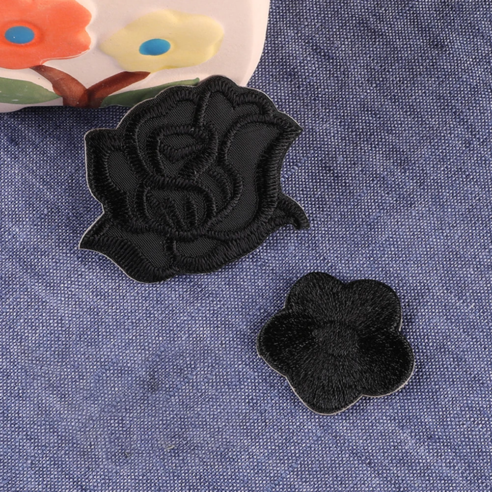 

10pcs Embroidered Patch Clothing Badge Twill Fabric Applique Flower Shape DIY Sewing Accessories Wear Resistant Craft
