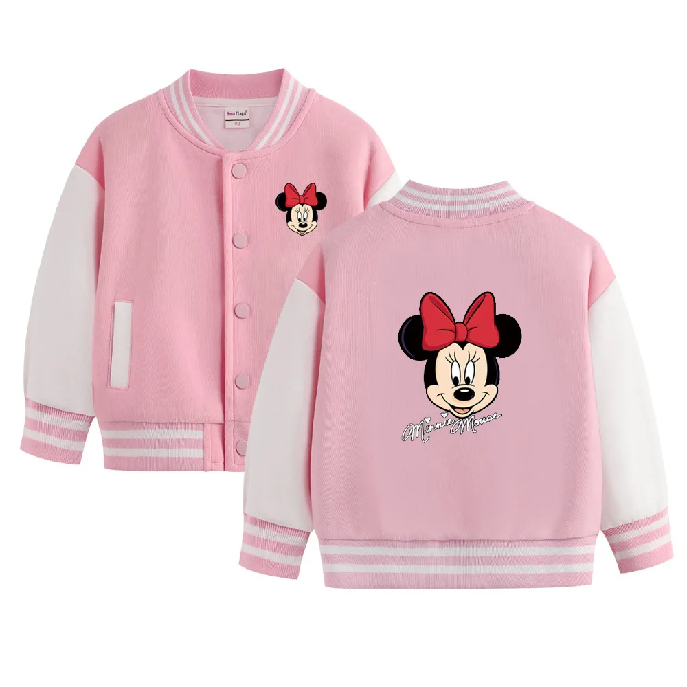 

Disney Cartoon Print 2-12 year old Mickey Minnie Boys and Girls baseball uniforms Fall Winter cotton Jacket Sweatshirts