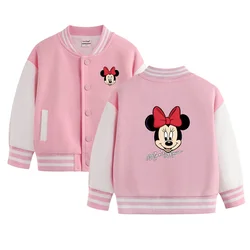 Disney Cartoon Print 2-12 year old Mickey Minnie Boys and Girls baseball uniforms Fall Winter cotton Jacket Sweatshirts