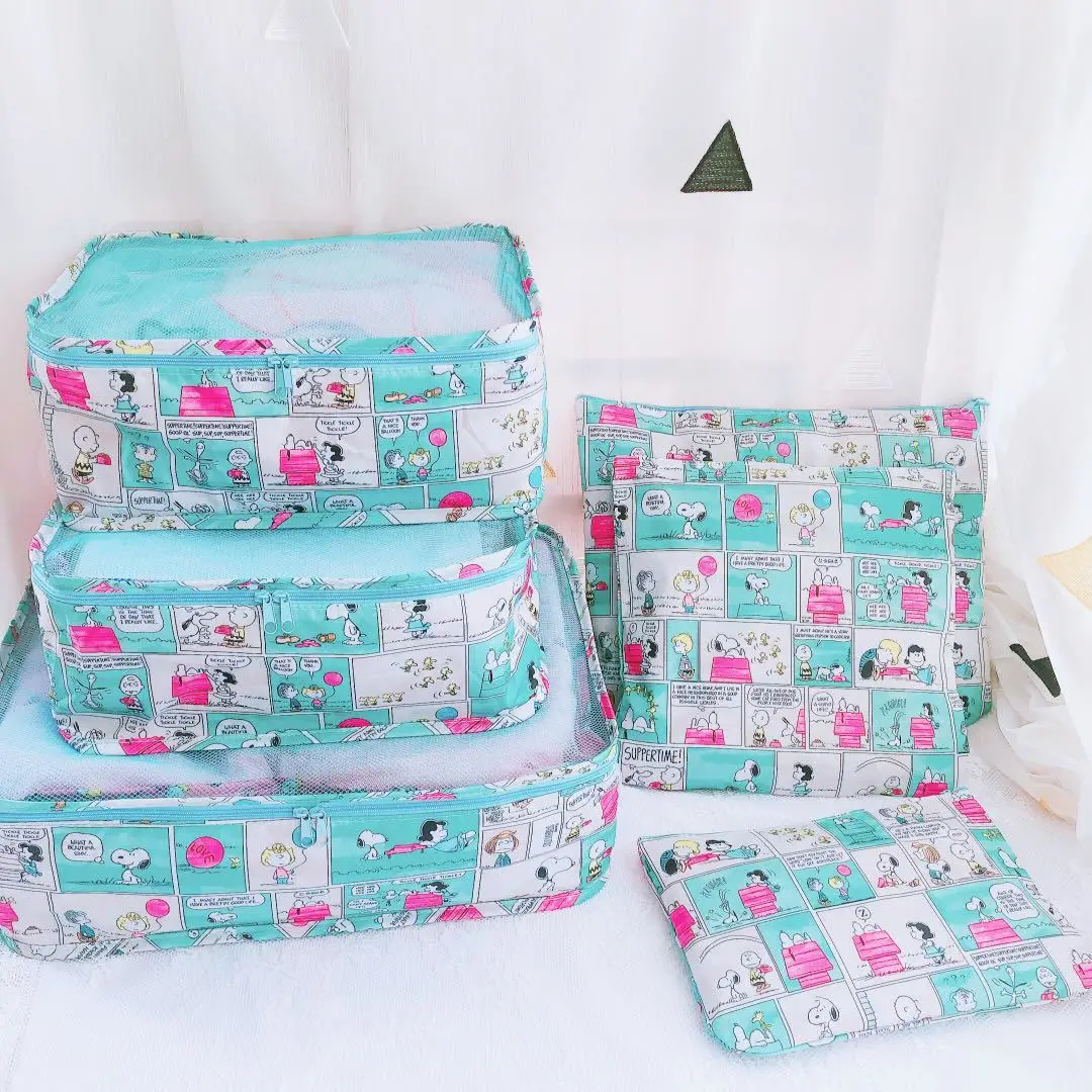 

6Pcs Snoopy Portable Travel Organizer Bags Travel Toiletry Bag Large Capacity Luggage Storage Underwear Clothes Storage Pouch