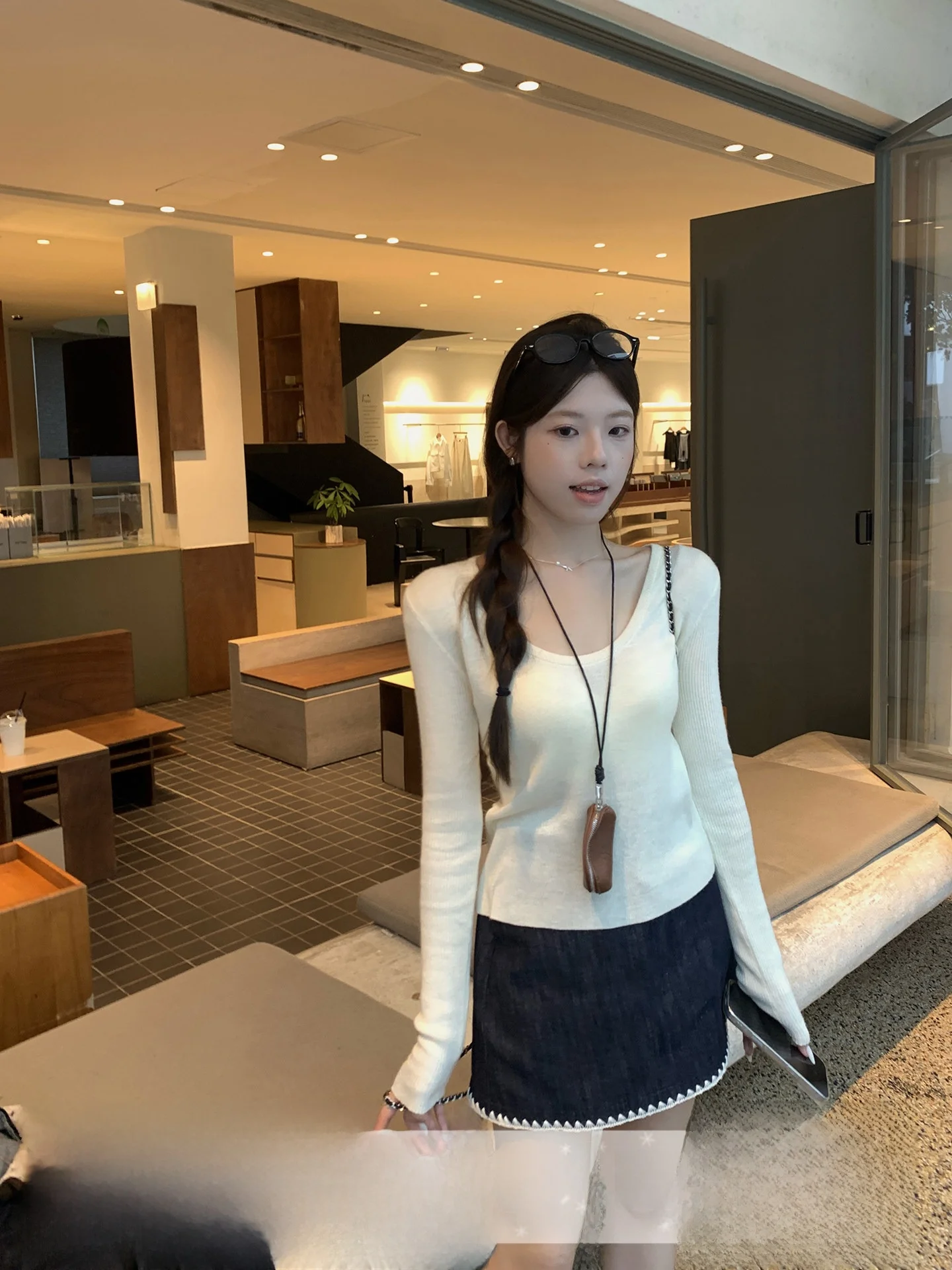 

Женский базовый вязаный топ U-Ne, пуловер Slim Fit, базовый слой, внутренняя одежда, повседневная одежда из полиэфирного волокна