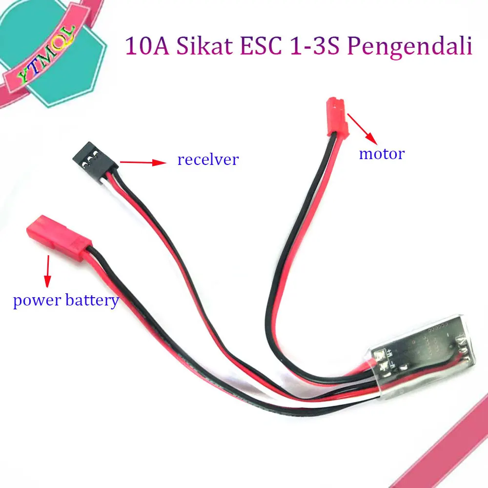 1Pcs 10A Sikat ESC 1-3S Pengendali Kecepatan Motor Dua Arah dengan Rem/Tanpa Rem 1A BEC untuk Kendaraan RC Model Perahu Mobil