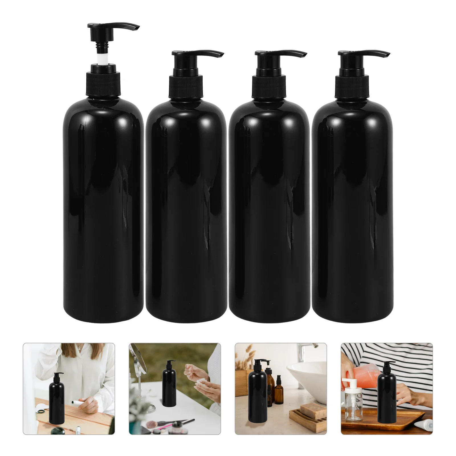 

4pcs 500Ml Press Pump Leakproof Emulsion Bottle Portable Refillable Subpackaging Bottle Travel Shampoo Detergent Soap Storage