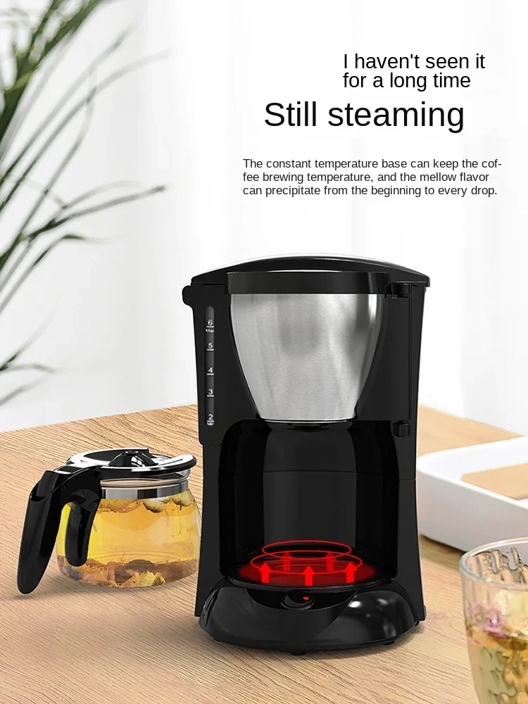 American Drip Coffee Machine Kitchen Appliances Dripping Coffee Maker Automatic Brew Tea Powder Milk Ceramic Double Cup Sonifer