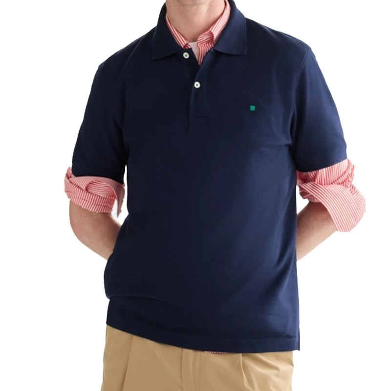 PG Kleines Logo Besticktes Einfarbiges Baumwoll-Kurzarm-Poloshirt für Herren Regular Fit Minimalistische Lässige Oberteile – Detail 4