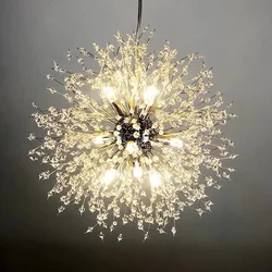 Nordic Style Modern Simple Living Room Led Pendant Light Luxury Crystal Lamp Dandelion Art Creative Restaurant Bar Chandelier