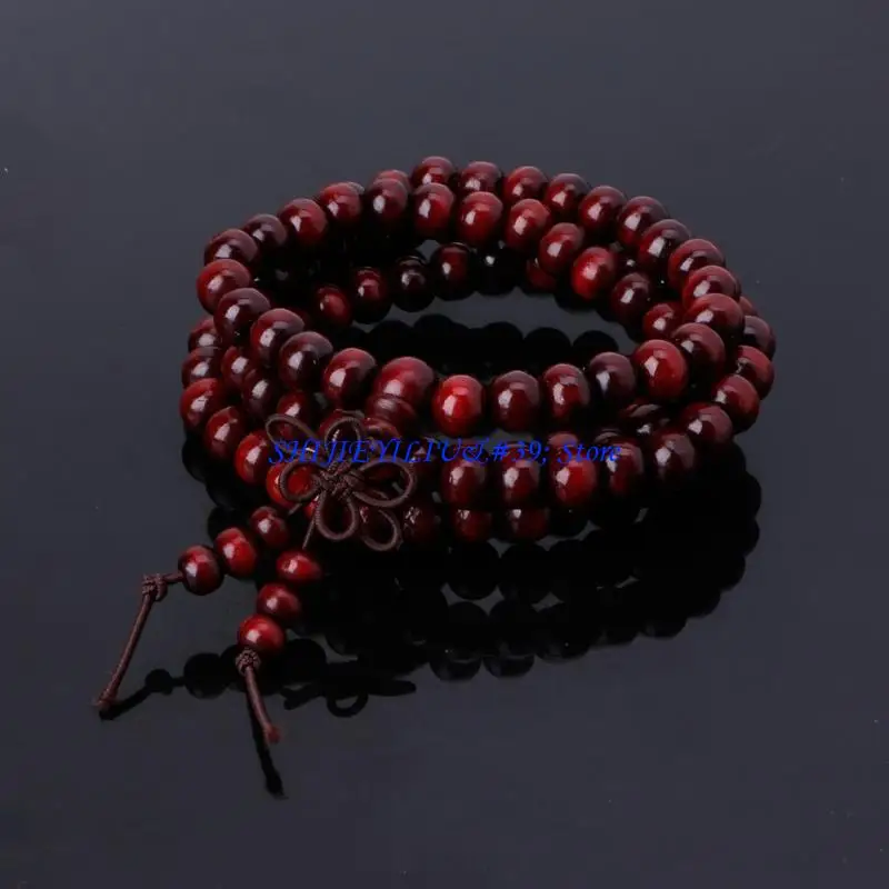 E21F Unisex Natural-Sandalwood Bracelet 108 Beads Prayer Jewelry Bracelet
